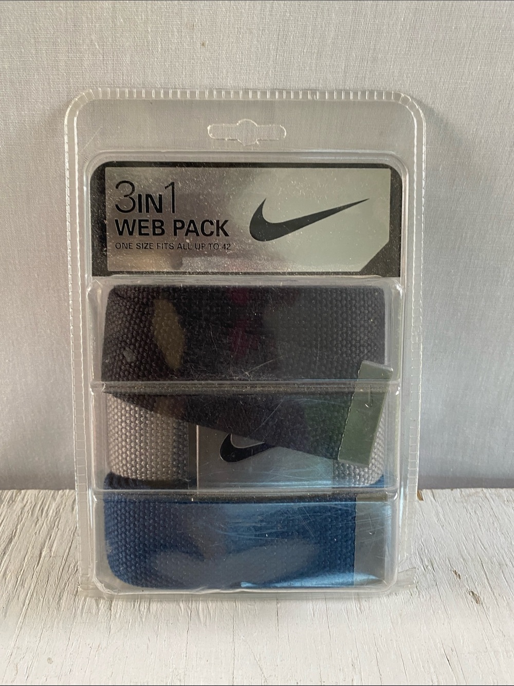 Nike 3-Pack Web Belts in Black, Gray & Navy